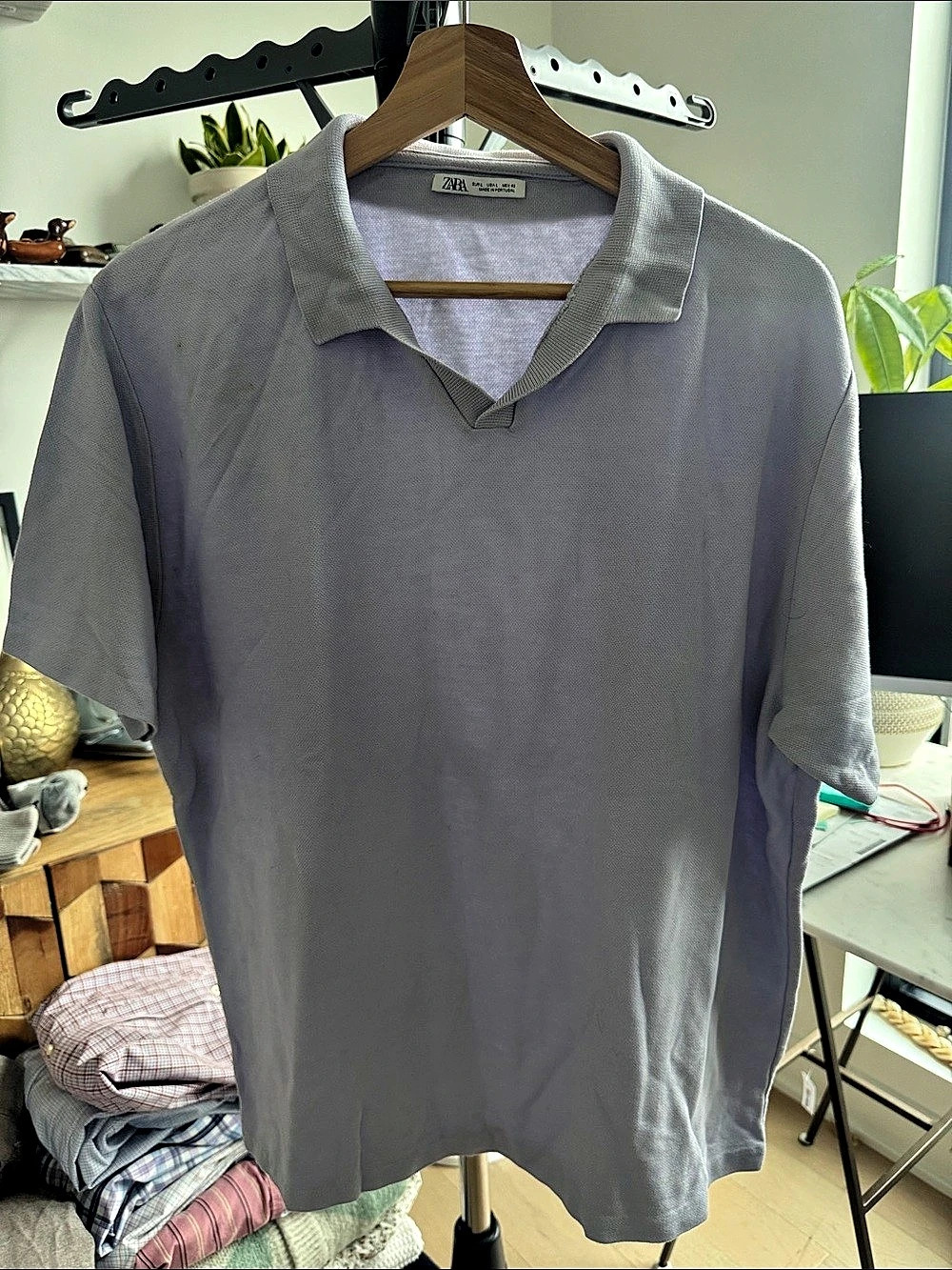 Zara Men's Purple Polo Like New